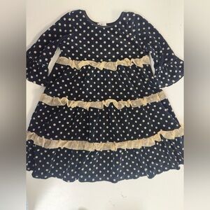 Hanna Andersson Velvet Tulle Polka Dot Holiday Dress 100 4